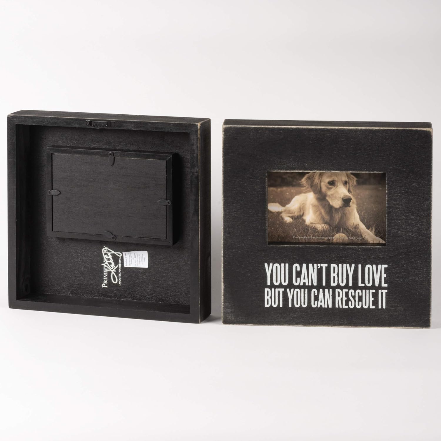 Primitives by Kathy 31143 Distressed Black and White Box Frame, 10 x 10-Inches, Rescue It
