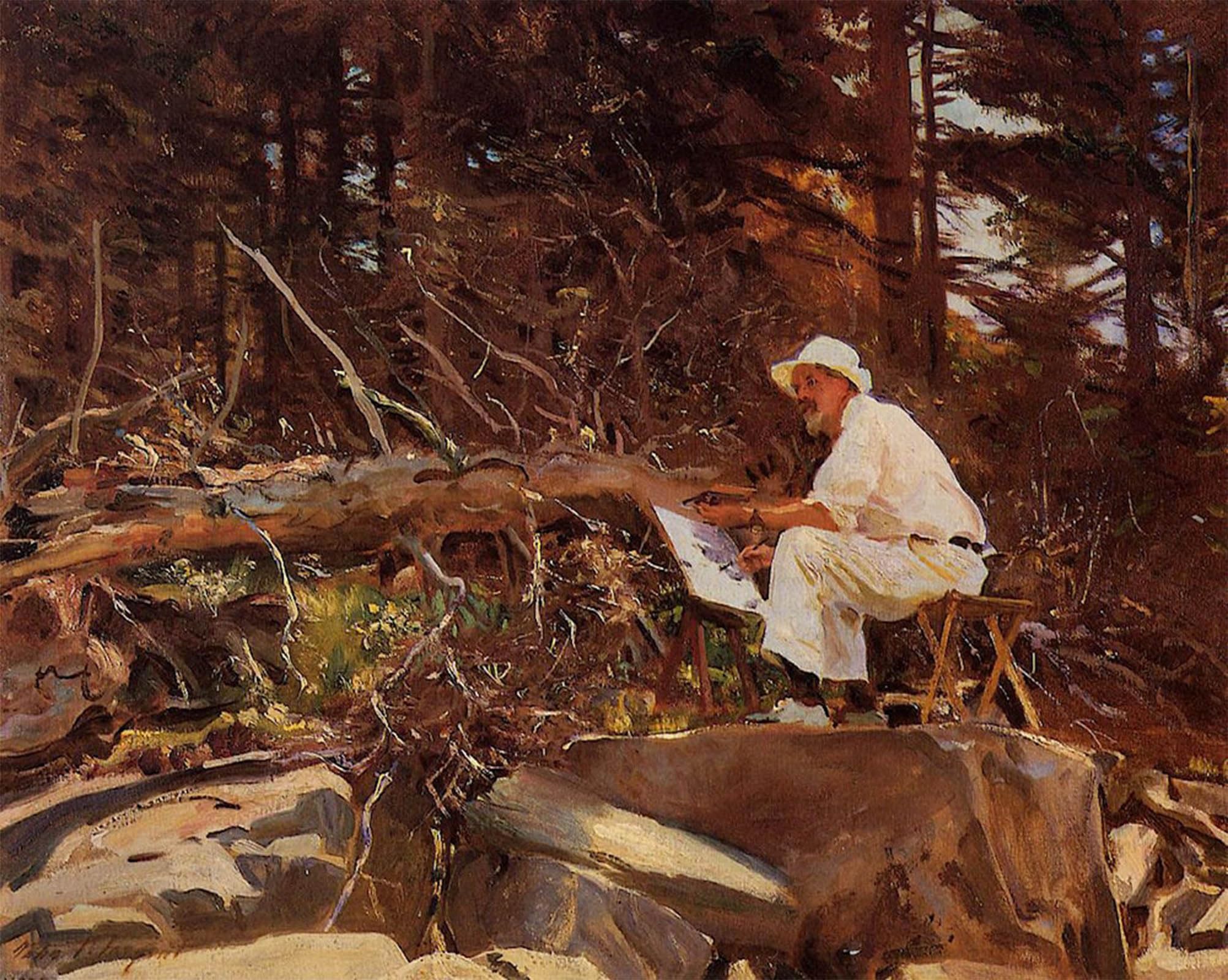 ARTXLXXBN Famous Art Print Poster Vintage Wall Art The Artist Sketching John Sargent Canvas Art Poster for Home Decor 60x90cm