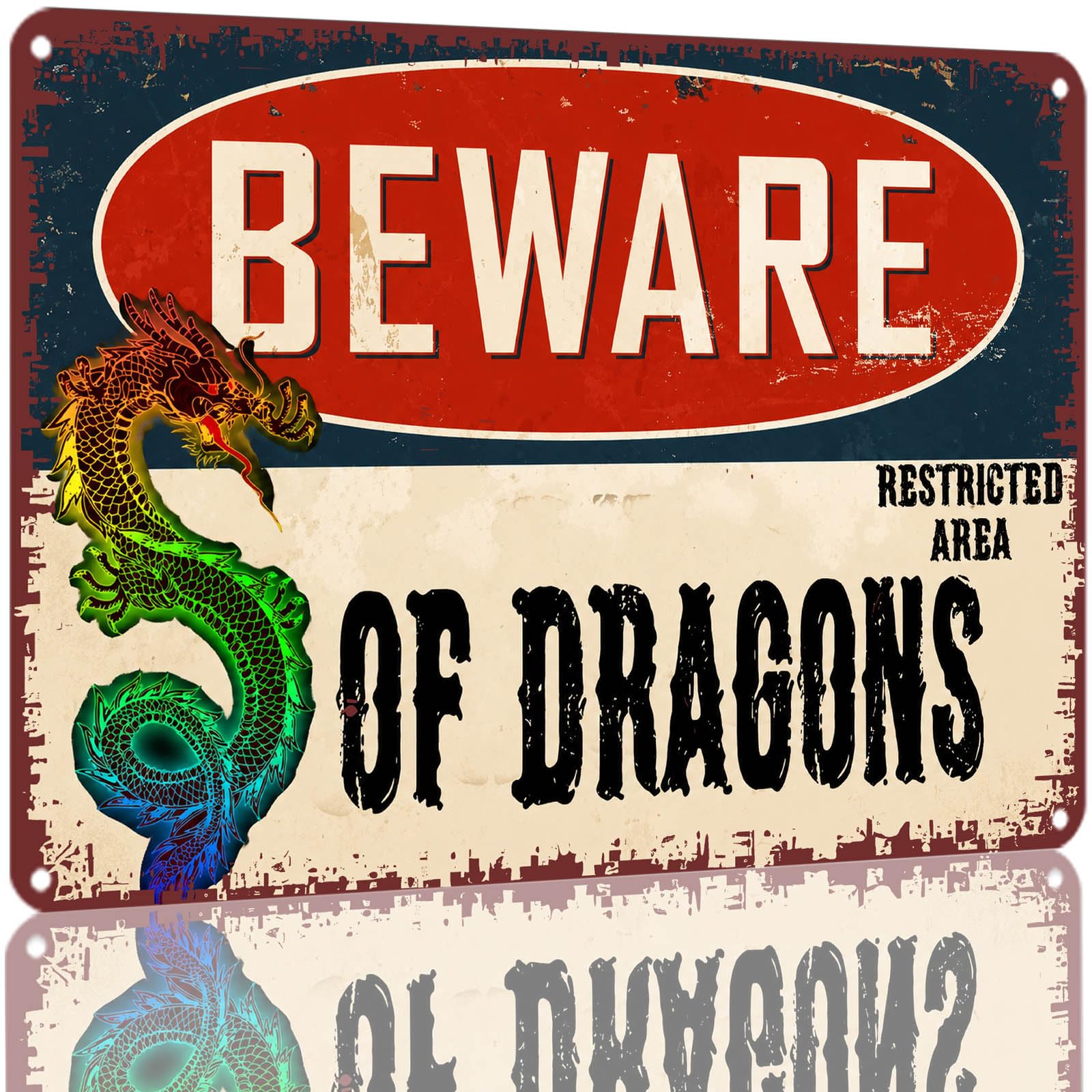 Kwqdozf As Pic 8X12 Inch Beware Of Dragons Metal Sign Retro Vintage Aluminum Tin Sign Rest