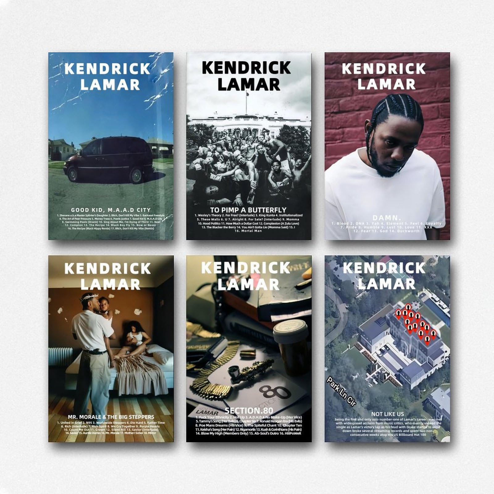 FOTN Kendrick Lamar Poster Rapper Album Cover Posters Set of 6 Music Canvas Art Posters for Room Aesthetic And Wall Art Decor Poster 08x12inch(20x30cm) Style