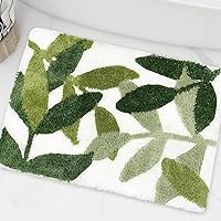 Vista 1 de ZebraSmile 16 X 24 in Small Bathroom Rugs Green Leaves Microfiber Bath Mat Water Absorbent Bathroom Rug with Non Slip Back for Wash Basin Shower