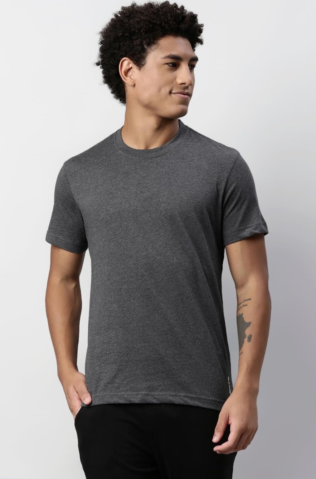 - 025 Men's Premium Soft Cotton Solid T-Shirt - Round Neck, Short Sleeves with Side Branding (Pack of 1)