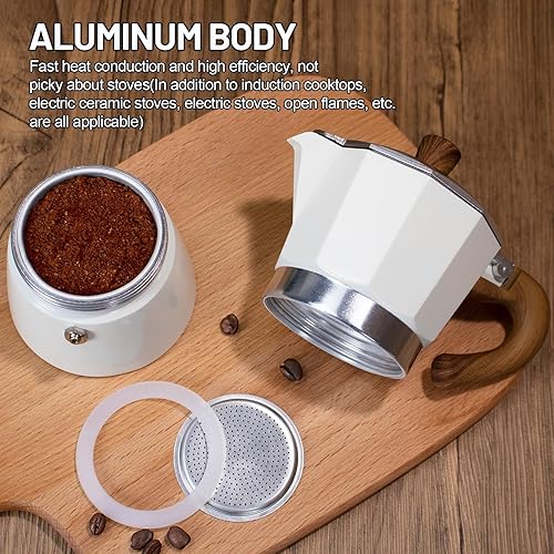 Miniatura 7 de Juego de cafetera de café expreso 2 en 1 con estufa eléctrica, estufa de aluminio de 3 tazas, cafetera percoladora italiana clásica moca cafetera
