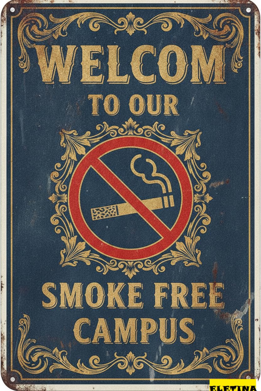 Personalized Sign for Man Cave Safety Warning Aluminum Metal Welcome To Our Smoking Free Campus Men S Warning Art Wall Plaque Gate Outdoor Driveway Floor Garden 8x12in Private Property Decorative