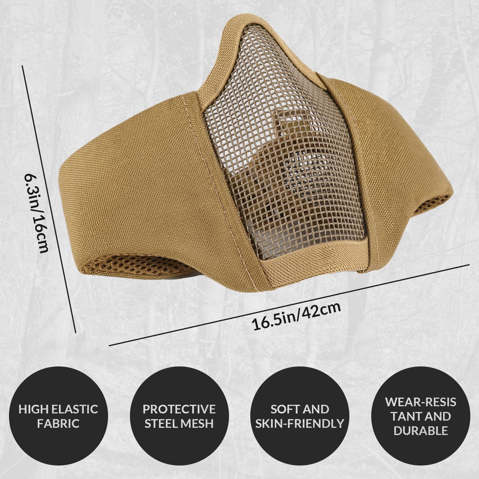 Máscara táctica para airsoft, paintball, plegable, media cara