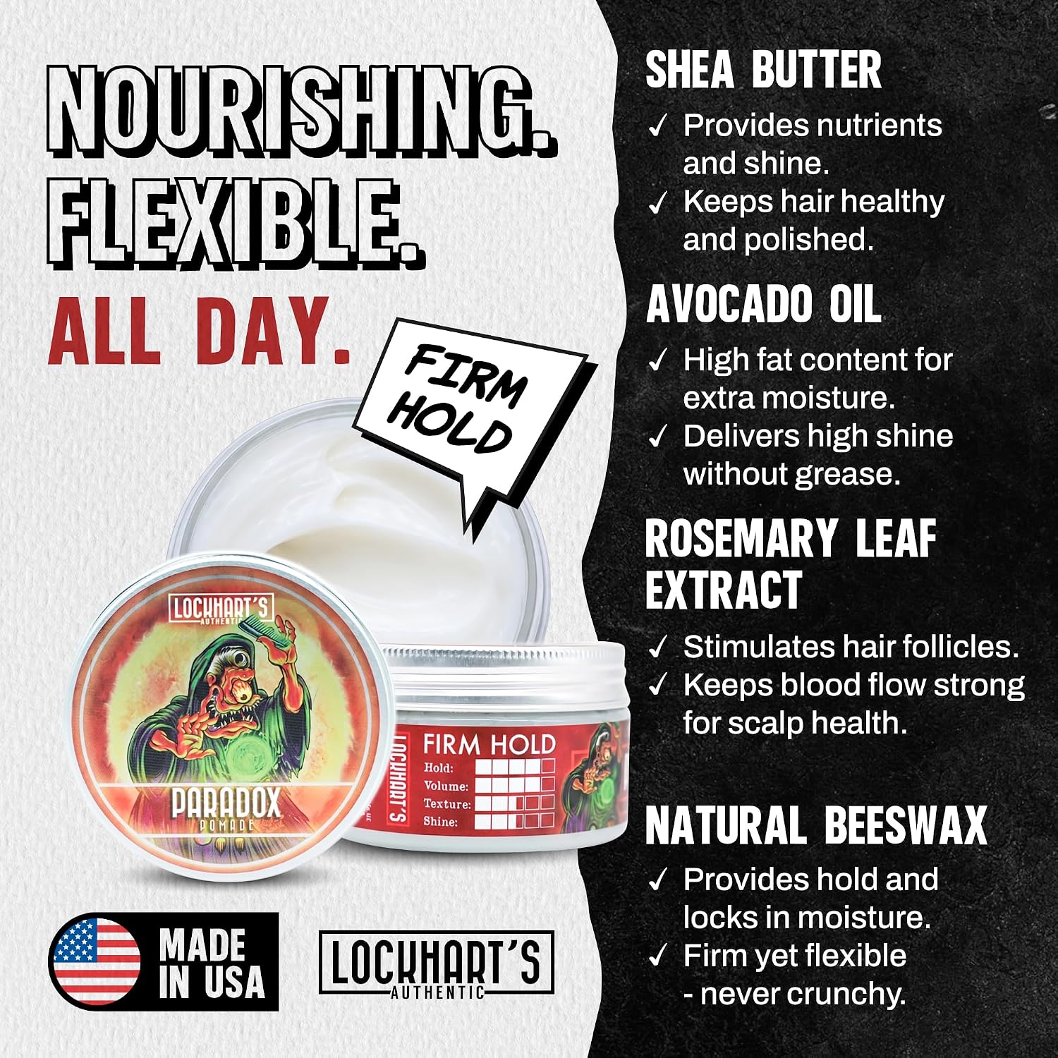 Lockhart's Paradox Water-Based Pomade for Men, Firm Hold, Shine, 3.4 oz image 2