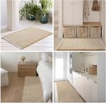 Waffle Bain Mat, Boho Rugs de salle de bain Non glissable Lavable Super Absorbant Bain rapide Mat Farmhouse Decor, 24"x16" Khaki et blanc