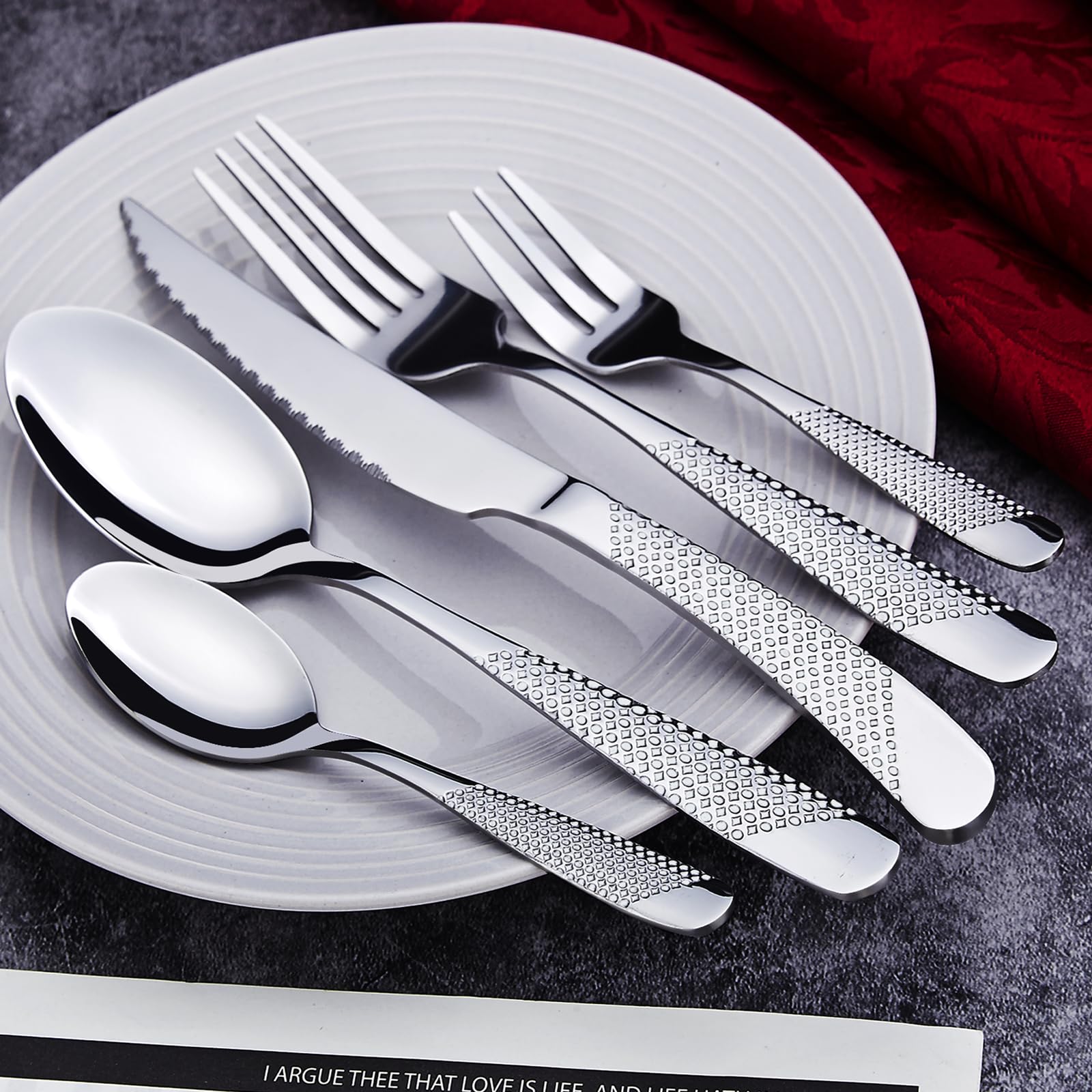 Set di 36 Cucchiaini da caffè, 15 cm (5,91 pollici), Joeczo Set di cucchiaini in acciaio inossidabile per Caffè/Tè/Dessert, Lavabile in lavastoviglie, Manici con motivo stella e diamante