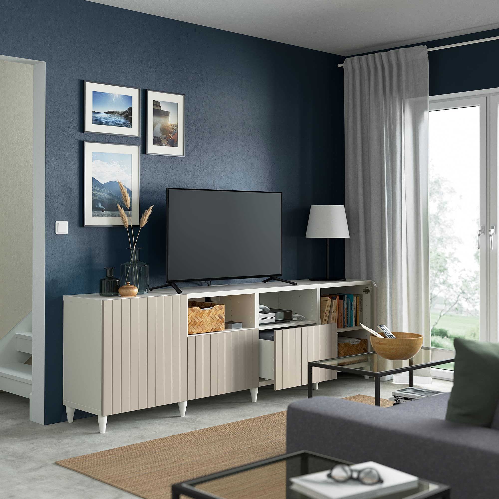Meuble banc TV ikea BESTA blanc 240 cm (180 + 60