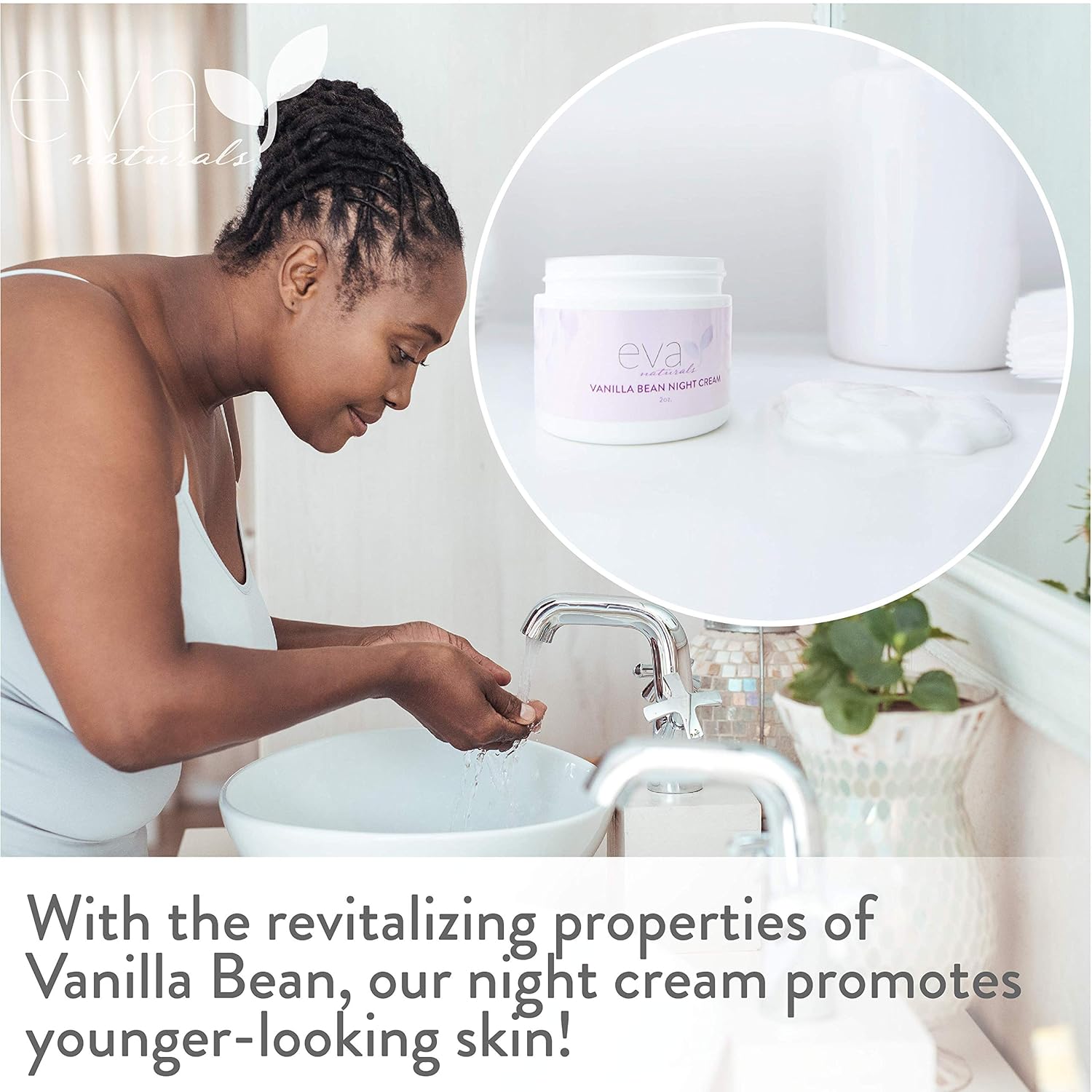 Vanilla Bean Night Cream by Eva Naturals (2 oz) - Best Anti-Aging Night Cream Boosts Collagen and Hydrates Complexion - Helps Protect against Damage and Nourish Skin - With Vitamin E and Green Tea : Beauty & Personal Care