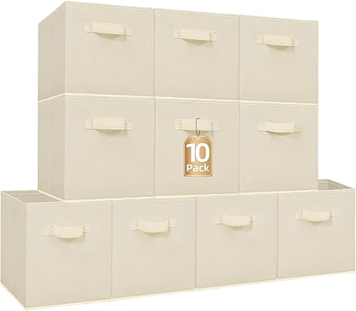 STORAGE MANIAC Cubos de Almacenamiento, Contenedores de Almacenamiento Plegables de 11 Pulgadas con Asas, Paquete de 10 Contenedores de Tela