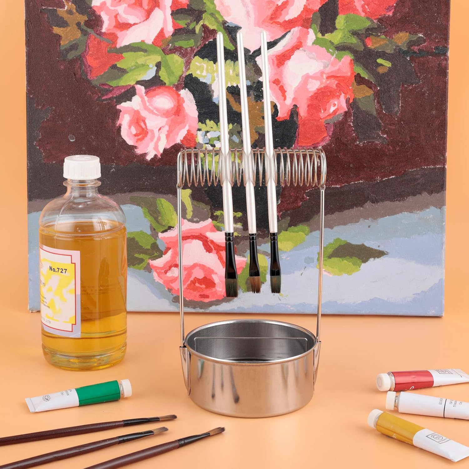 MyLifeUNIT Portable Artist Brush Washer, Paint Brush Cleaner with Wash Tank & Removable Screen - Image 4