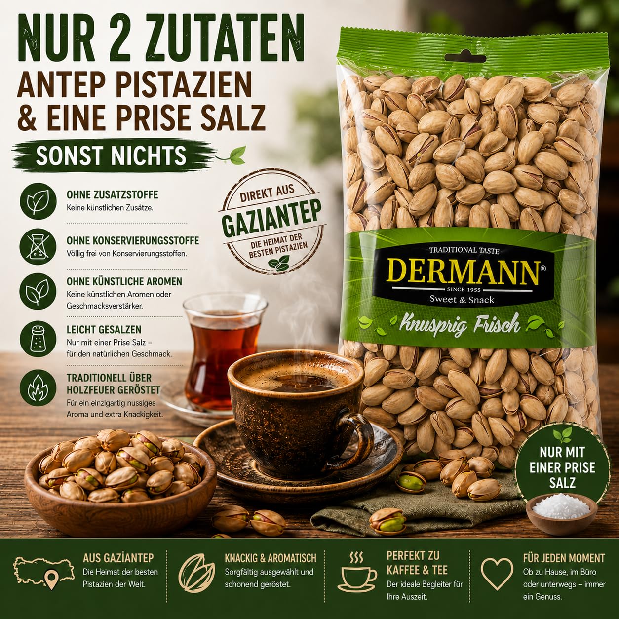 Antep Pistazien 350 g, Geröstet und Gesalzen