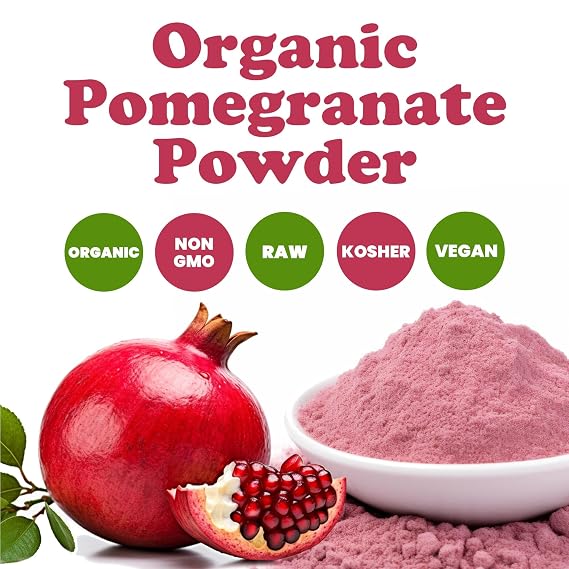 Food to Live Organic Pomegranate Juice Powder, 1 Pound - Non-GMO, Unsulfured, Raw, Dried Fruit, Vegan, Bulk, Great for Juices, Smoothies, Yogurts, Breakfast Drinks, Contains Maltodextrin, No Sulphites