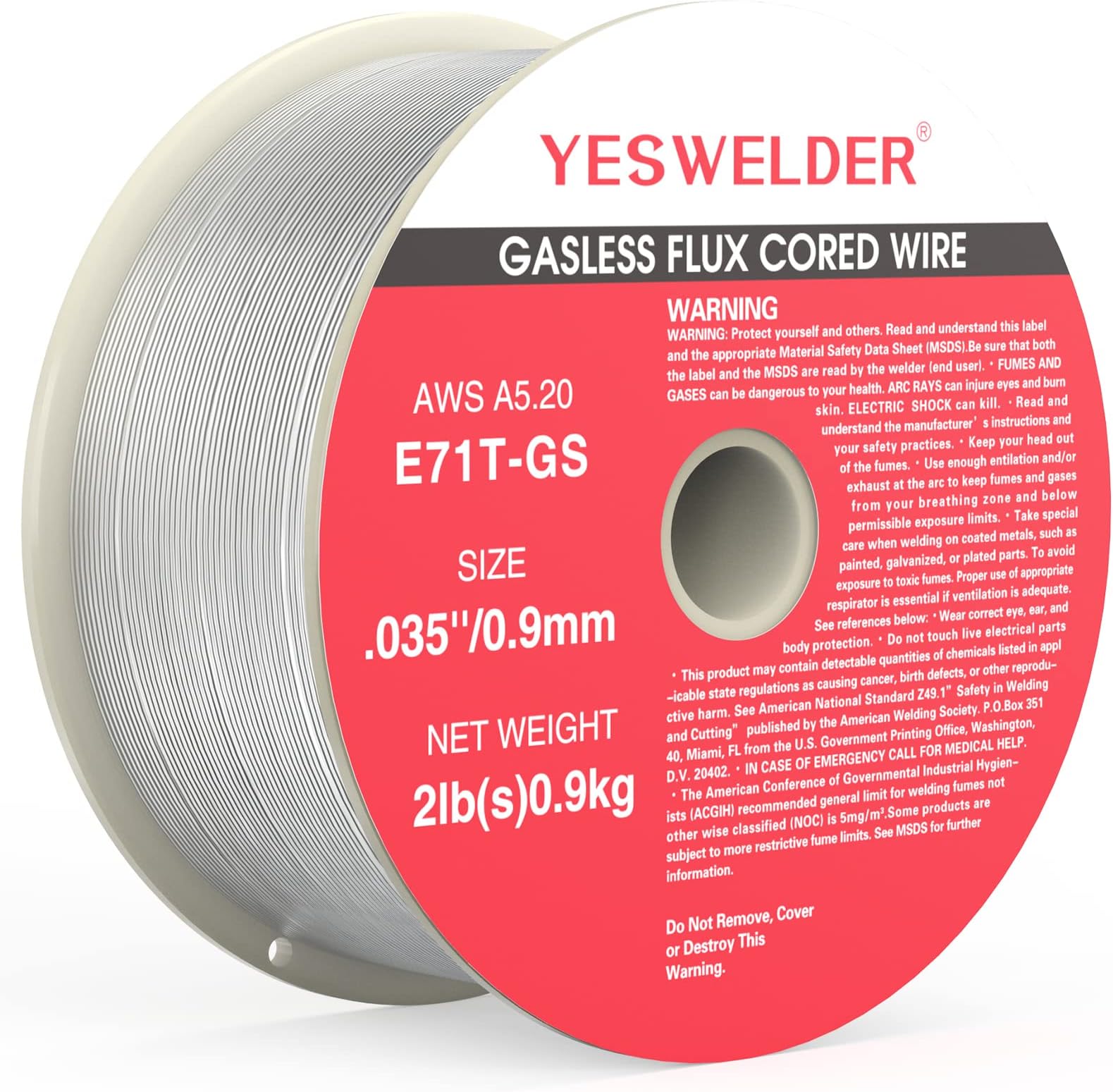 Gasless Flux Core Mig Wire, Mild Steel E71TGS.035-Diameter, 2-Pound Spool
