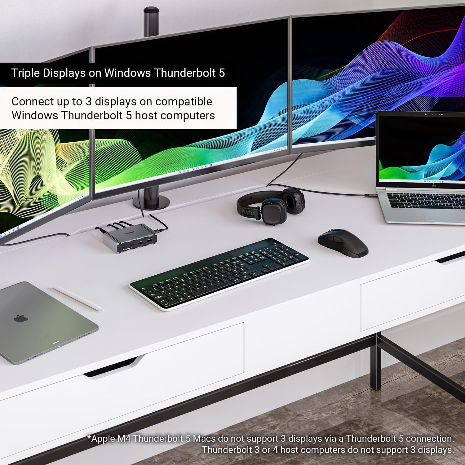 CalDigit E5 – Thunderbolt 5 Element 5 Hub – 9 porte, 4 x Thunderbolt 5/USB4 v2 porte, 3 x USB-A & 2 x USB-C 10 Gbps Ports, Single 8K, Dual 6K/8K, Oro Dual 4K@240Hz Displays, 90 W Charging, 0,8 m Cavo