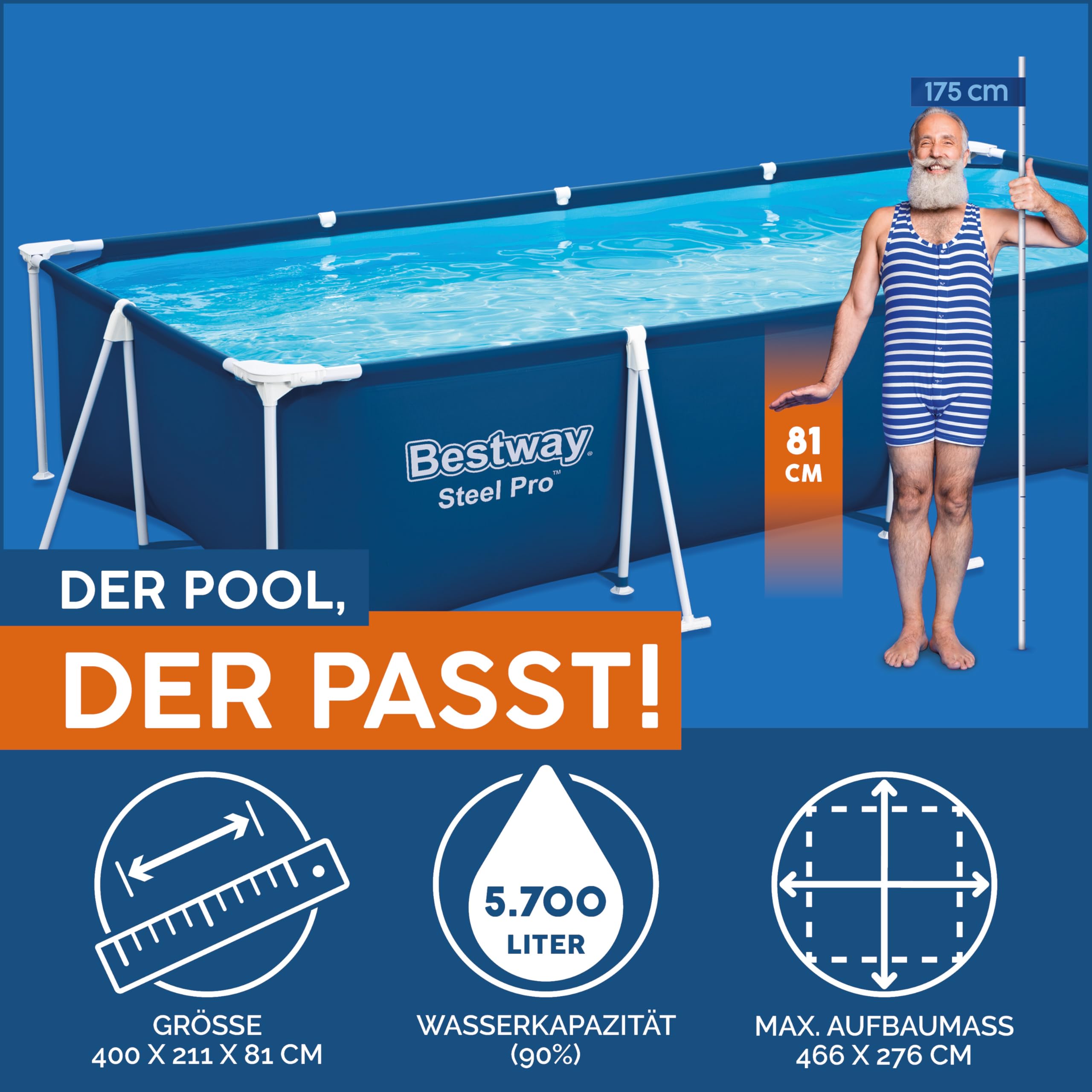 13'1" x 6'11" x 32"/4.00m x 2.11m x 81cm Pool