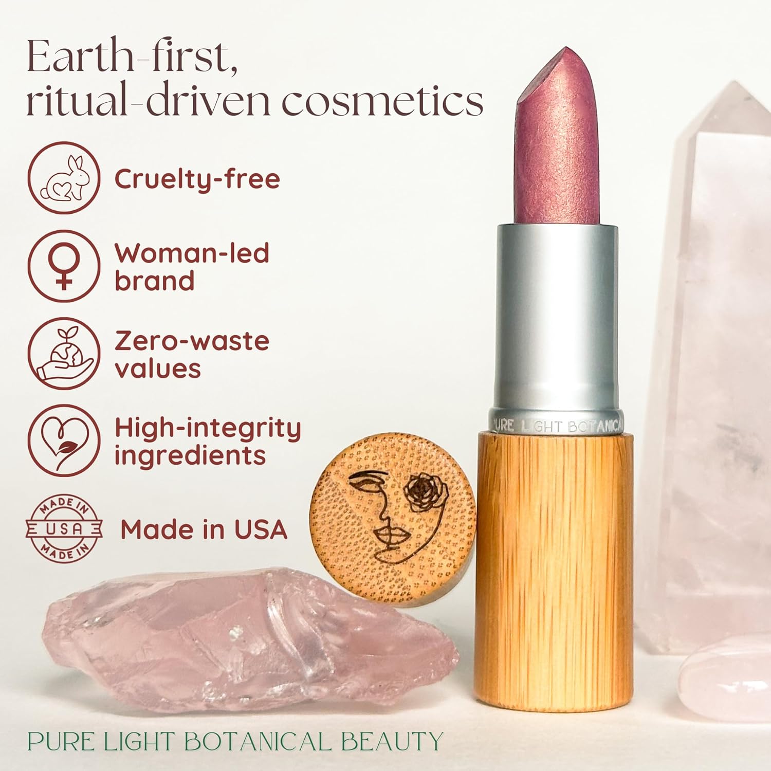 Lipstick -Rose Qaurtz | Face Makeup | Pink Shimmer Lips color with Castor, Vitamin E, Coconut & Rosehip Oil | Lip Make up For Women | Gift Set Beauty Essential | 3.8 gm