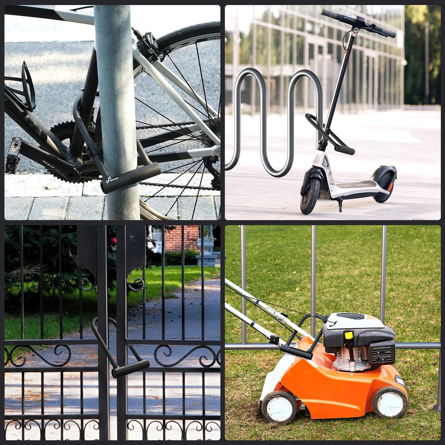 Sportneer Klucz rowerowy, 18mm mocny klucz rowerowy U Plus Size z 1,8M kablem stalowym o wysokiej bezpieczeństwie i regulowanym uchwytem montażowym i kluczem, antykradzieżowe zamki rowerowe dla