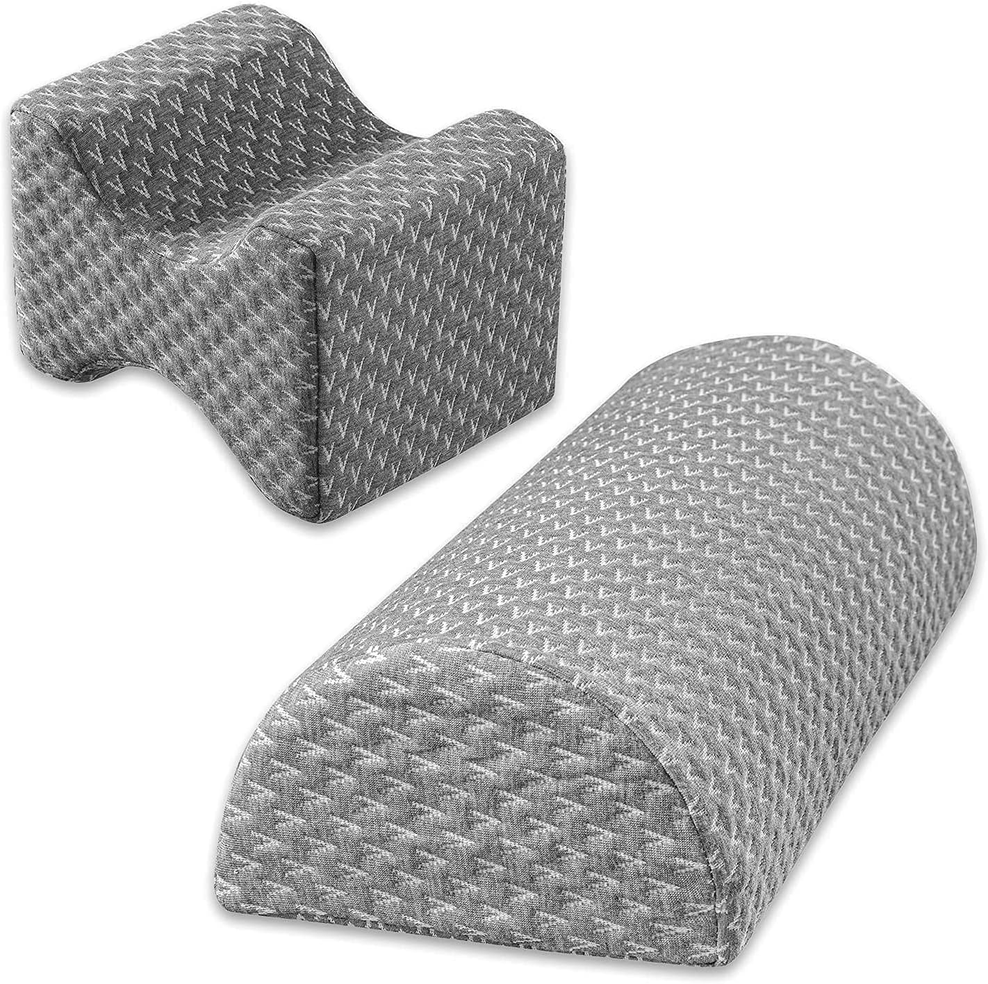 5 STARS UNITED Half Moon Bolster SemiRoll Pillow, Grey and