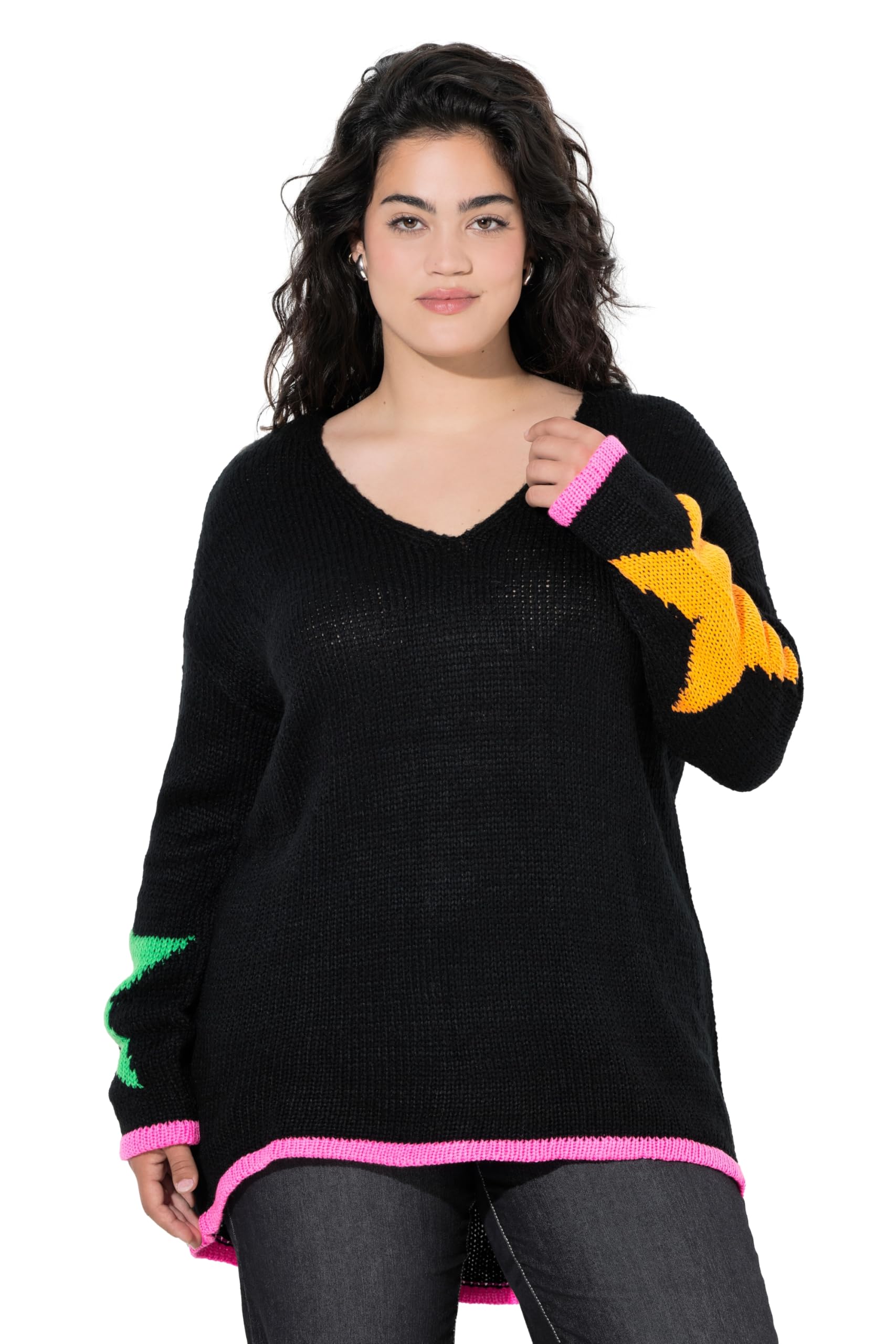 Angel of Style Damen große Größen Übergrößen Plus Size Pullover, Loose Fit, Neon Rückenstern 846068
