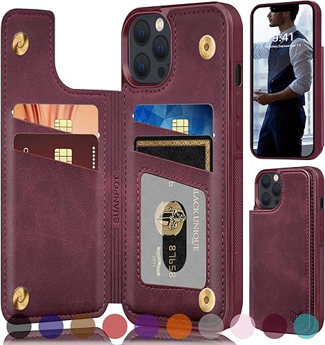 SUANPOT Funda tipo cartera con bloqueo RFID para iPhone 1212 Pro de 6.1 pulgadas con soporte para tarjetas de crédito, funda de piel sintética con disponible en Yaxa Peru