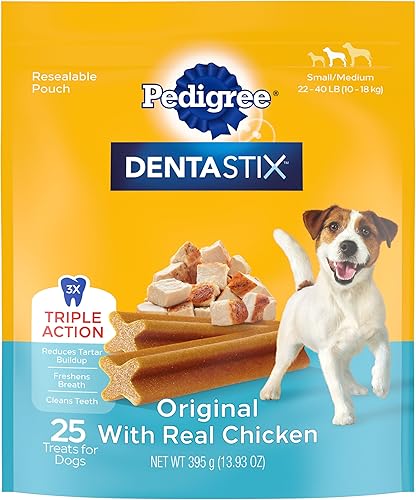 Miniatura 10 de Pedigree DENTASTIX - Golosinas dentales para perros pequeñosmedianos, sabor original, 55.72 onzas, paquete múltiple (100 golosinas)