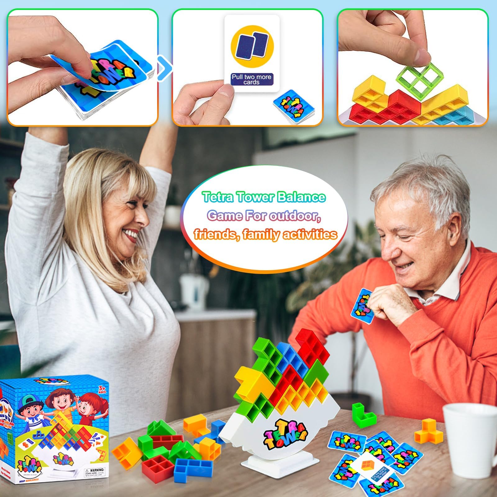 Jadyon 64 Pcs gioco per bambini, Tetra tower, Gioco Stack Attack Giocattolo Impilabile, Montessori Giochi Tower Balance Game Regalo per Bambini e Adulti.