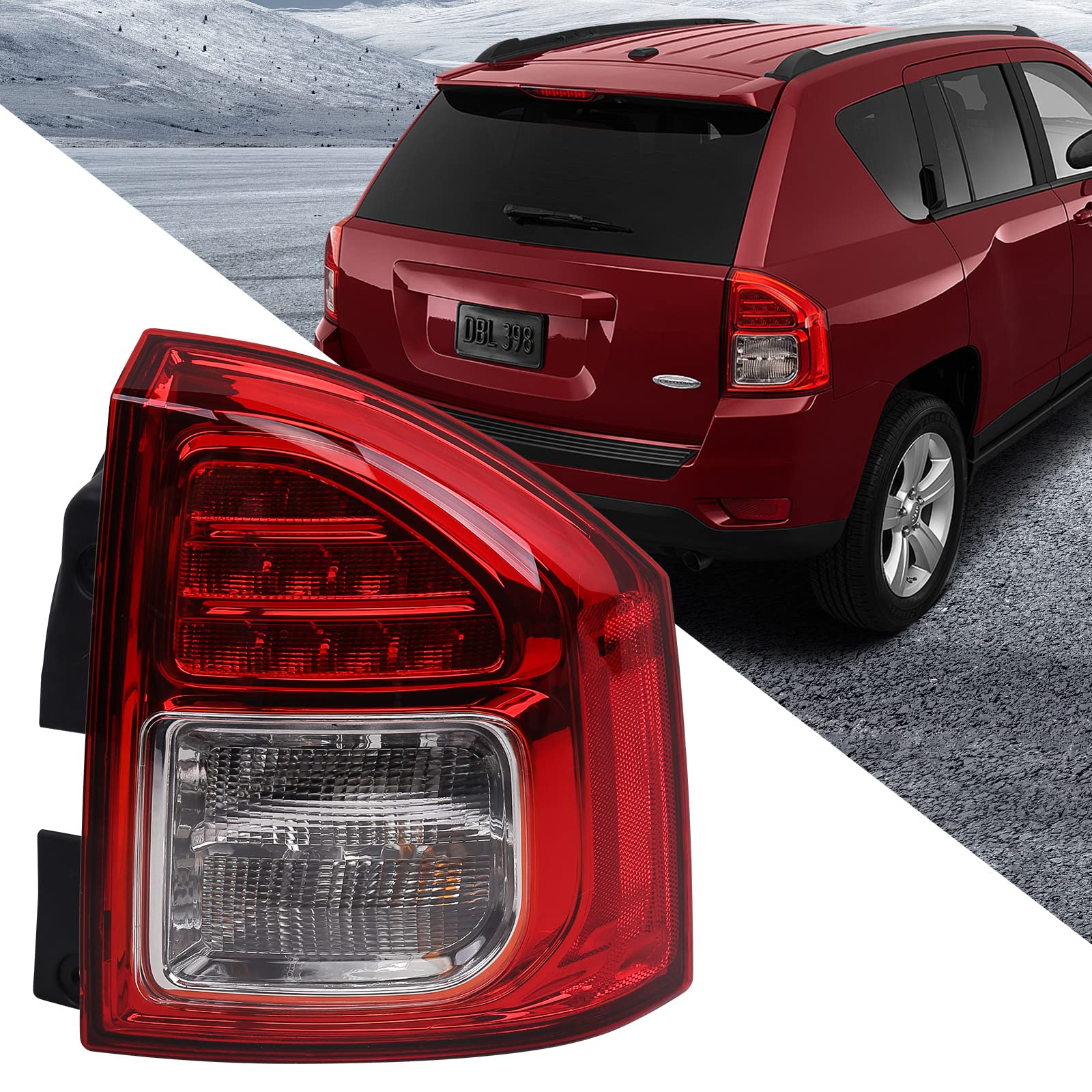 Photo 1 of Huray Right Taillight Fit for Jeep Compass 2011-2013 Passenger Side RH Brake Lamp For 11-13 Jeep Compass RH(Passenger Side)