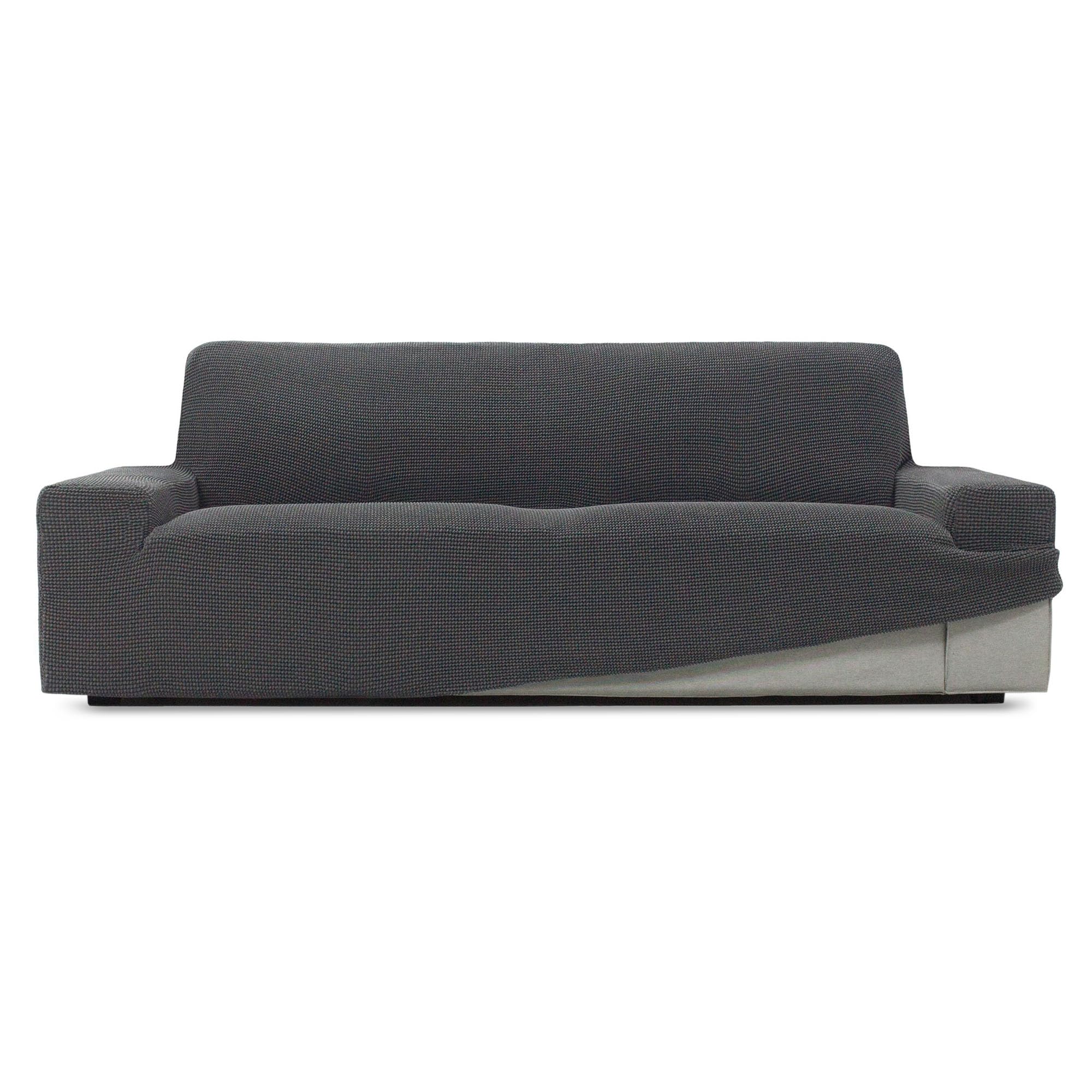 TIENDA EURASIA – Funda de Sofa | Poliéster, Algodón y Elastano | Fundas para Sofa | Transpirable | Funda Sofá Niagara | Tejido con Hilo Tintado Tacto Algodón (Gris Oscuro, 4 Plazas)