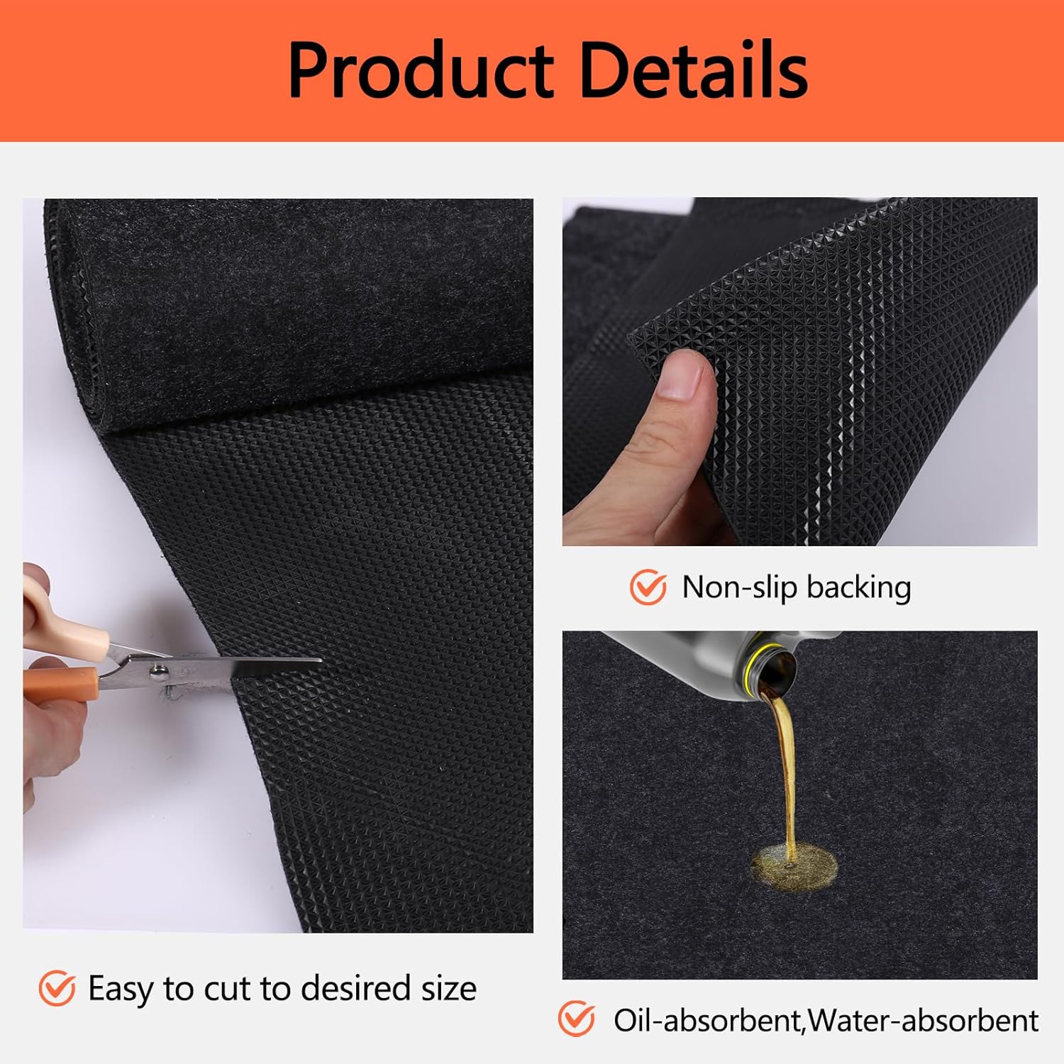 Oil Spill Mat, 48×72 Inch Garage Floor Mat for Under Car, Waterproof, Reusable Washable Premium Oil Absorbent Pads Protects Floor from Oil Drips and Spills, Non-Slip, Black (48" x 72") - Image 4