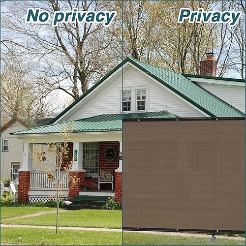 Miniatura 7 de Juego de valla de privacidad de 6 pies de alto x 24 pies de largo, con postes y rieles, kit de valla para patio, jardín, piscina (marrón)