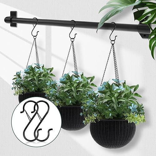 Miniatura 6 de 12 ganchos en S para colgar, ganchos resistentes de 3.5 pulgadas con hebilla de seguridad, ganchos de armario para colgar plantas, ropa, utensilios