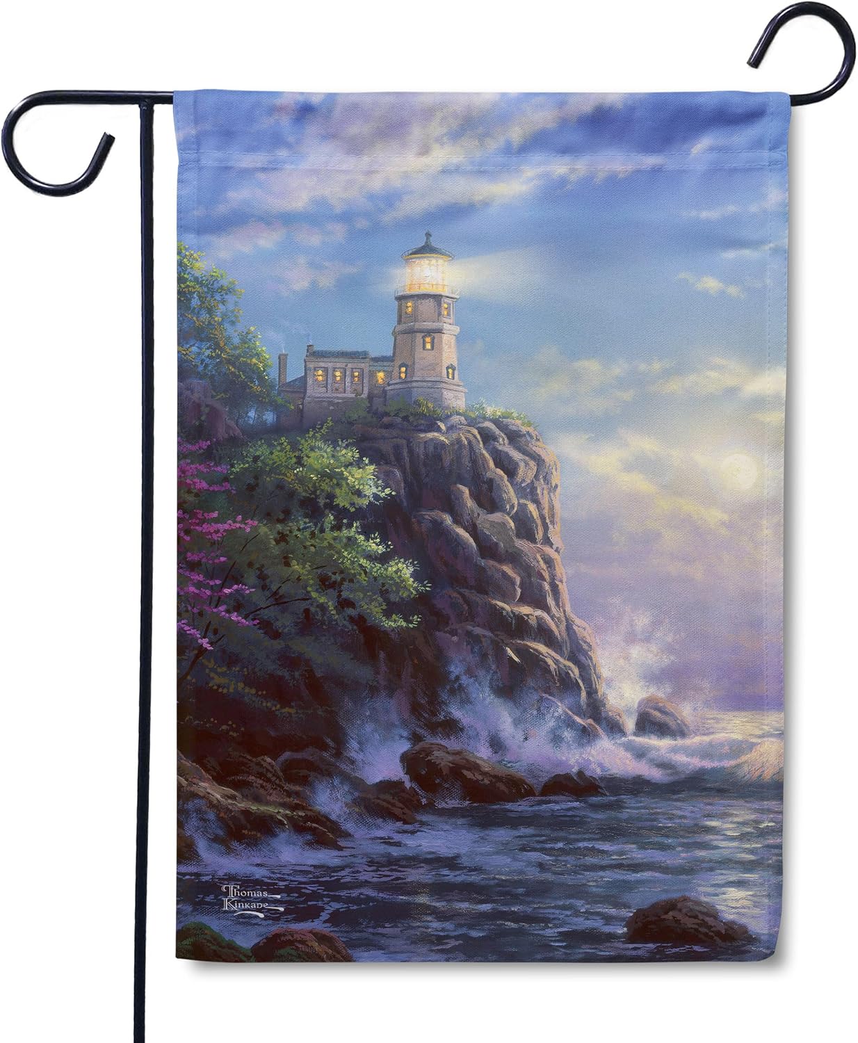 Flagology, Thomas Kinkade Split Rock Light Garden Flag 12" x 18", Outdoor Flag, Exclusive Premium Fabric, Officially Licensed Thomas Kinkade, Coastal, Lighthouse