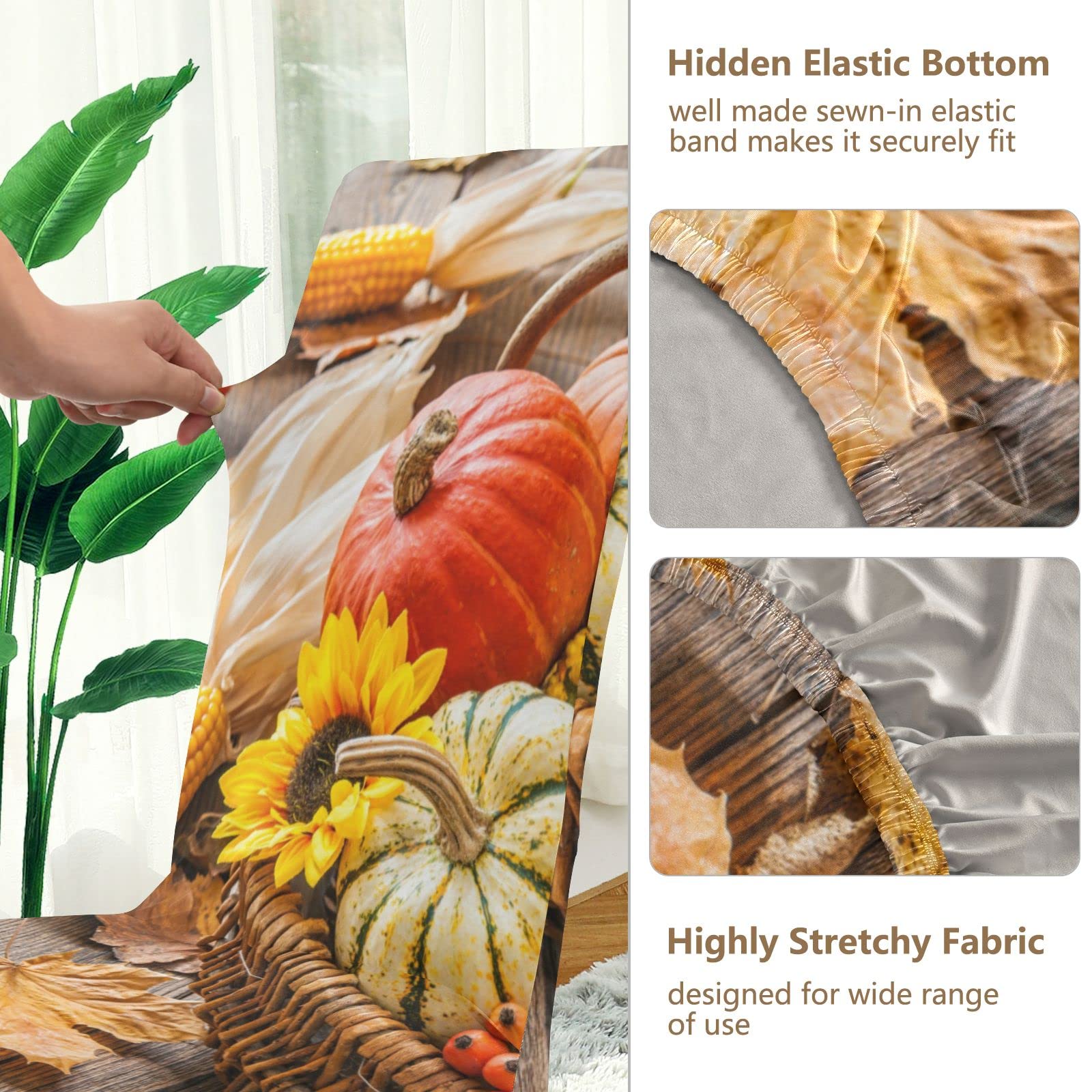Umigy 4 Coprisedie Vintage Con Fantasia Zucca, Perfetti Per Il Ringraziamento E Decorazioni Autunnali, Elastici E Lavabili