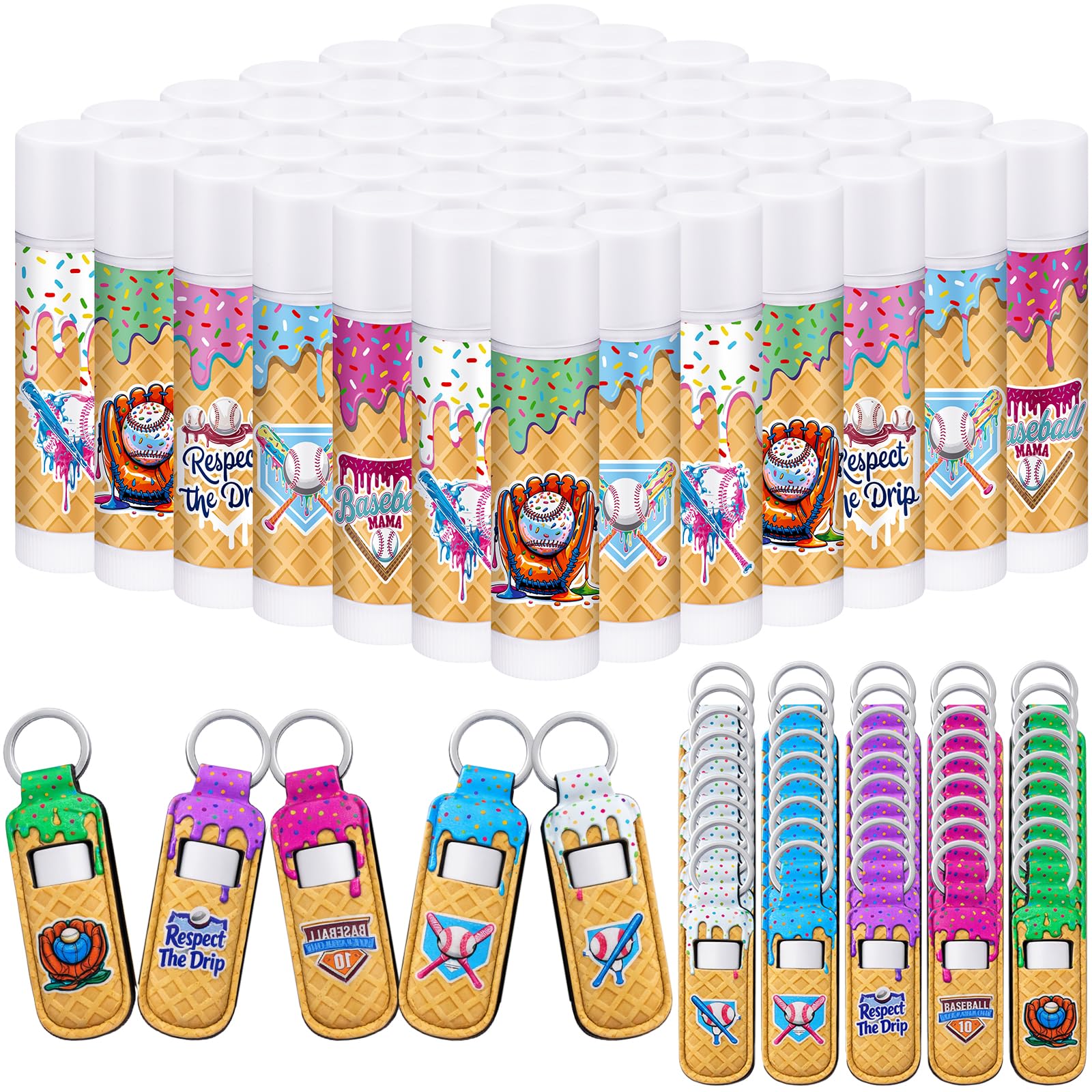25 Kit Easter Party Favors Lip Balm Bulk with Lipstick Holder Easter Gifts for Adults Lip Balm Natural Care Moisturizing Basket Fillers for Women Teachers Family Staff(50 Set)