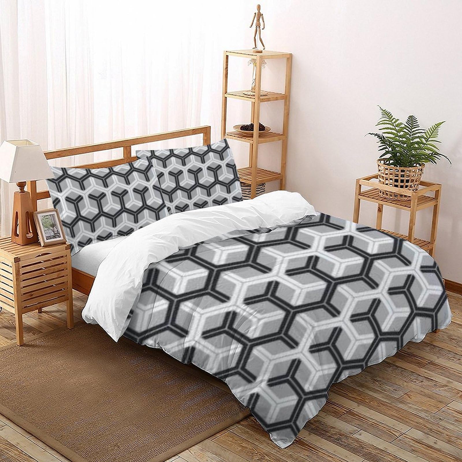Housse de couette moderne 3D noir et blanc pour transformer votre chambre adulte en cocon