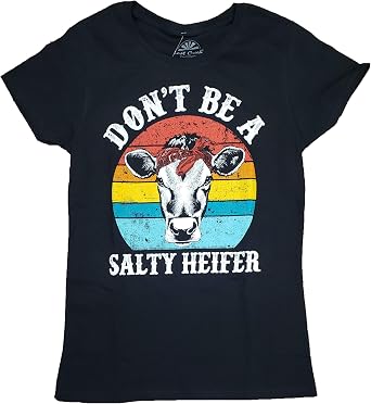 Salty Heifer Cow Black Graphic T-Shirt 
