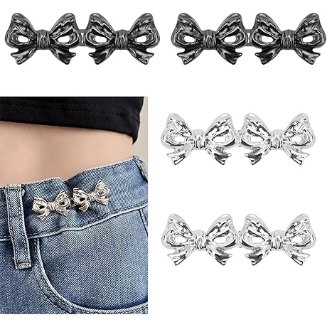 4 Pairs Bow Jeans Button Pins: The Effortless Waistline Solution