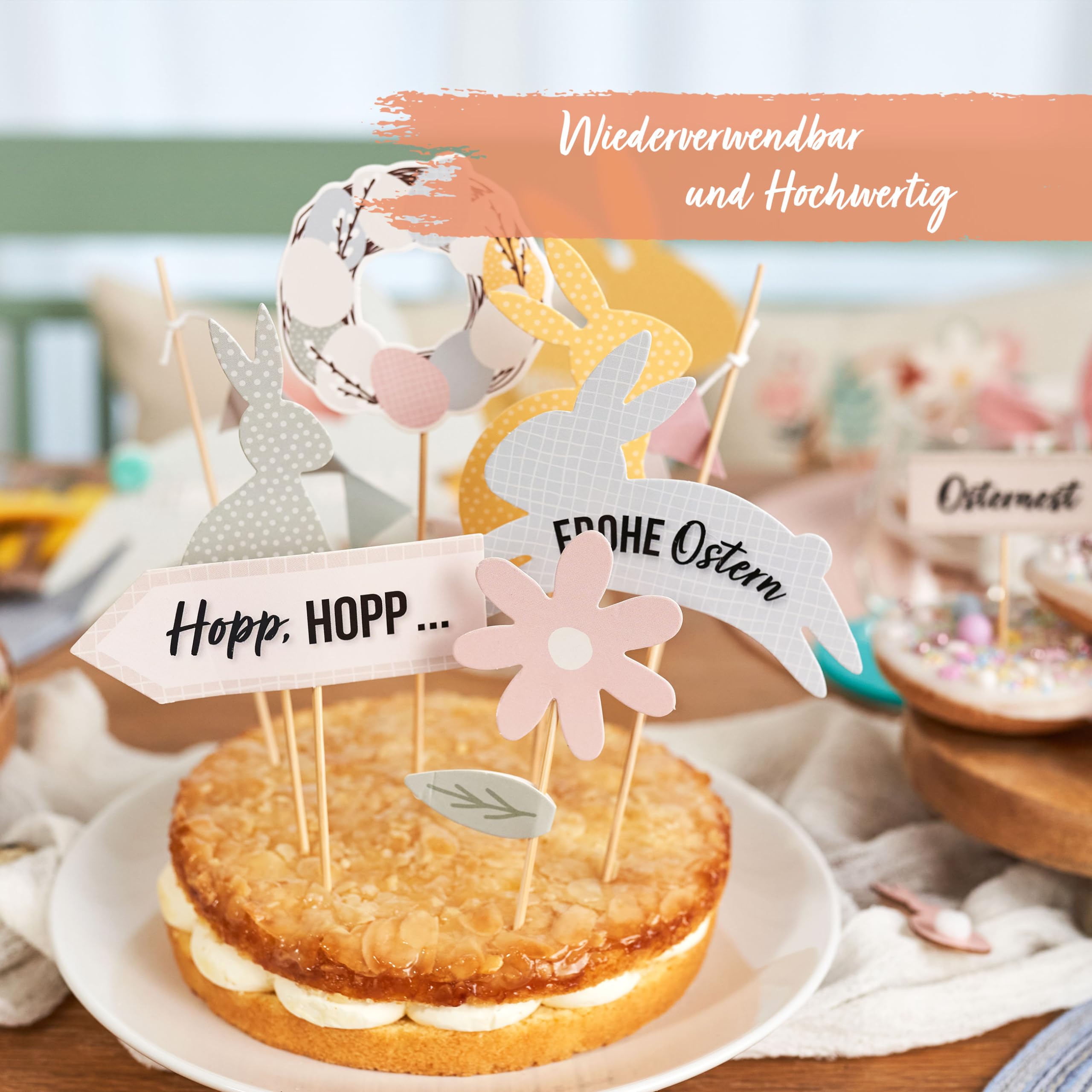 Papierdrachen Cake Topper Pastel Easter - Festive Easter Decoration - Easter Cake Decoration, Pastel Cake Topper - Image 4