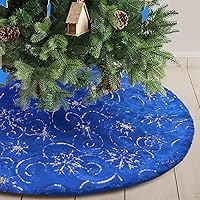 Vista 22 de Falda de Árbol de Navidad de Felpa Blanca de 30 pulgadas Falda de Árbol de Navidad de Piel Blanca Nieve con Lentejuelas Plateadas Copo de Nieve