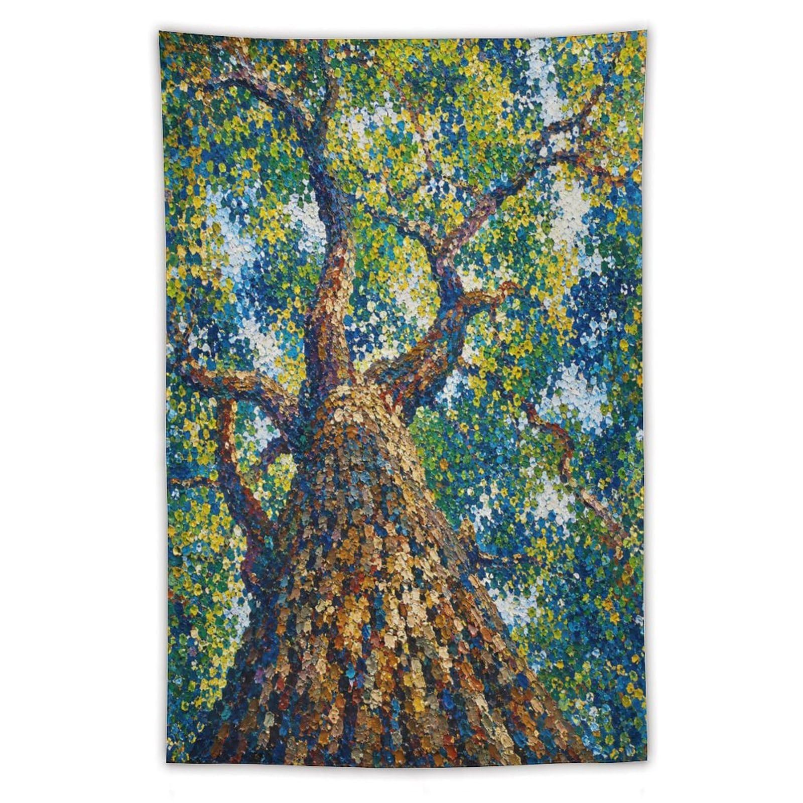H3B8U2Y5 Rainbow Dot Tree Wall Tapestry, Impressionist, College Dorm