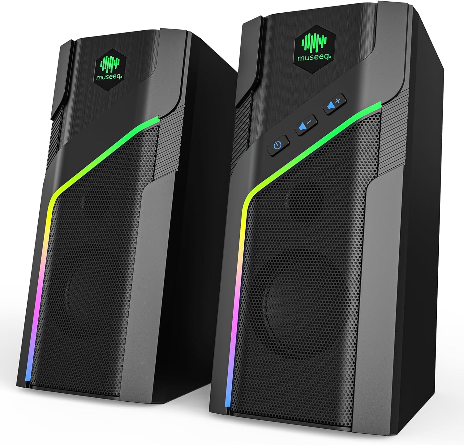 W-206RE RGB Bluetooth PC Speakers, Desktop Gaming Speakers with 21 LED Light Modes, USB Powered Stereo Computer Speakers for Monitor, Laptop and Gaming Setup