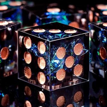 AUSTOR 6 Sided Dice 16mm, 6 Pieces D6 Dice Handmade Sharp Edge Resin Dices Set with Metal Case for Tenzi, Farkle, Yahtzee, Bunco or Teaching Math, Dark Star