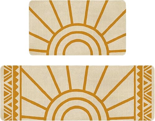 Juego de 2 tapetes de cocina bohemios, modernos tapetes de cocina antideslizantes y lavables, tapetes bohemios con respaldo de goma para accesorios