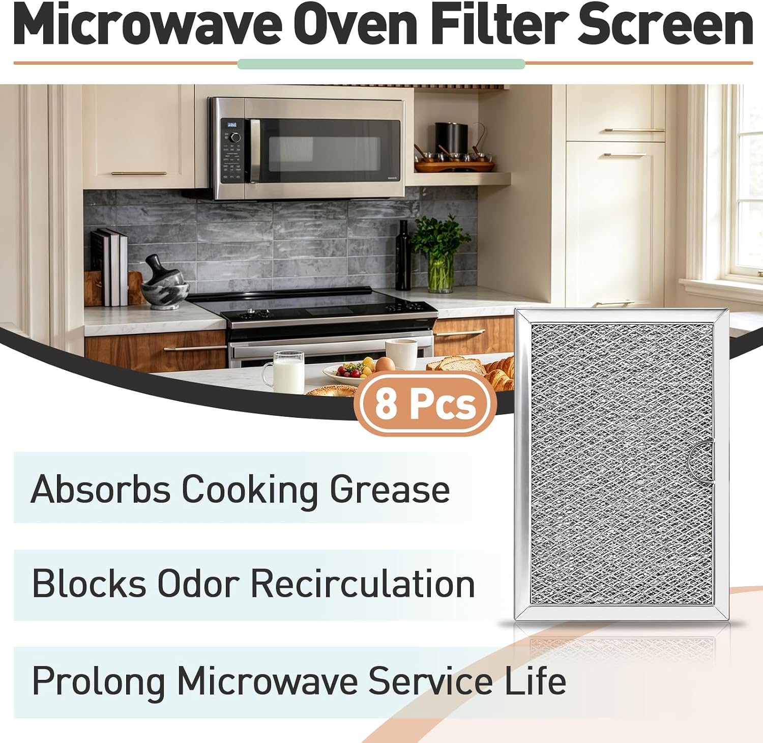 8Pcs WB06X10608 5304464105 Microwave Vent Filter, Compatible with GE