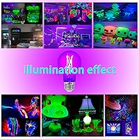 Vista 4 de TITO Paquete de 8 bombillas LED negras de filamento regulable E26 A19, UVA 395 nm, 6 W, equivalente a 100 W, bombilla negra que brilla