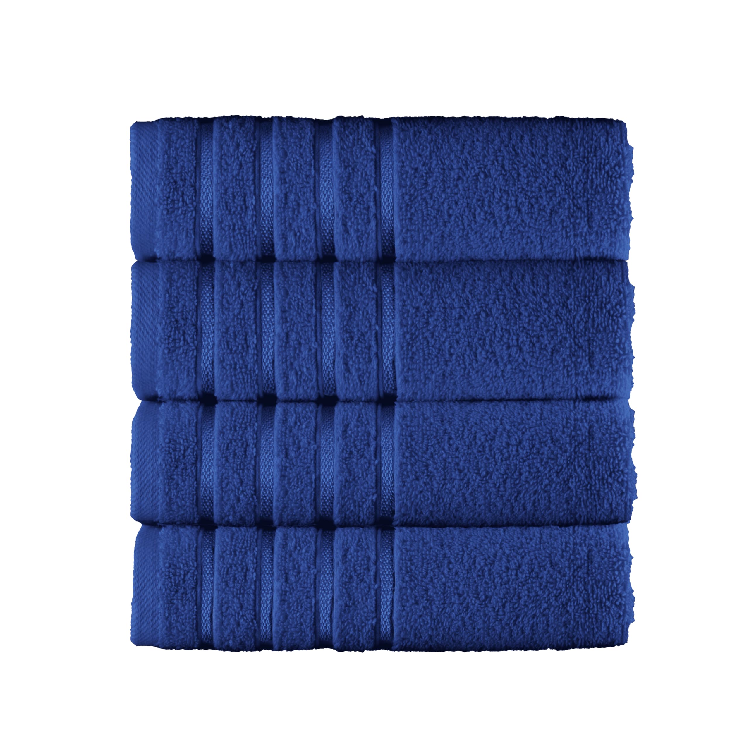 Elegant Comfort 100% Turkish Cotton 4 Lines Viscose Stripe Luxury 4 Pack Hand Towel Set - Ultra Absorbent and Soft 16 x 28 Inch Premium Hotel Spa Quality Towels for Everyday Bath Use, Royal Blue