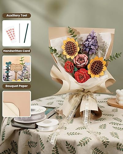 Miniatura 4 de Jarrón de rompecabezas 3D para flores, rompecabezas de madera 3D, kit de modelo de ramo de flores, juego de construcción de bloques de construcción