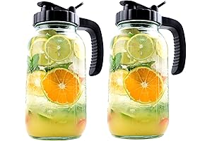 Mason Jar Pitcher 64 Oz (Half Gallon) 2 Set Wide Mouth Jar...